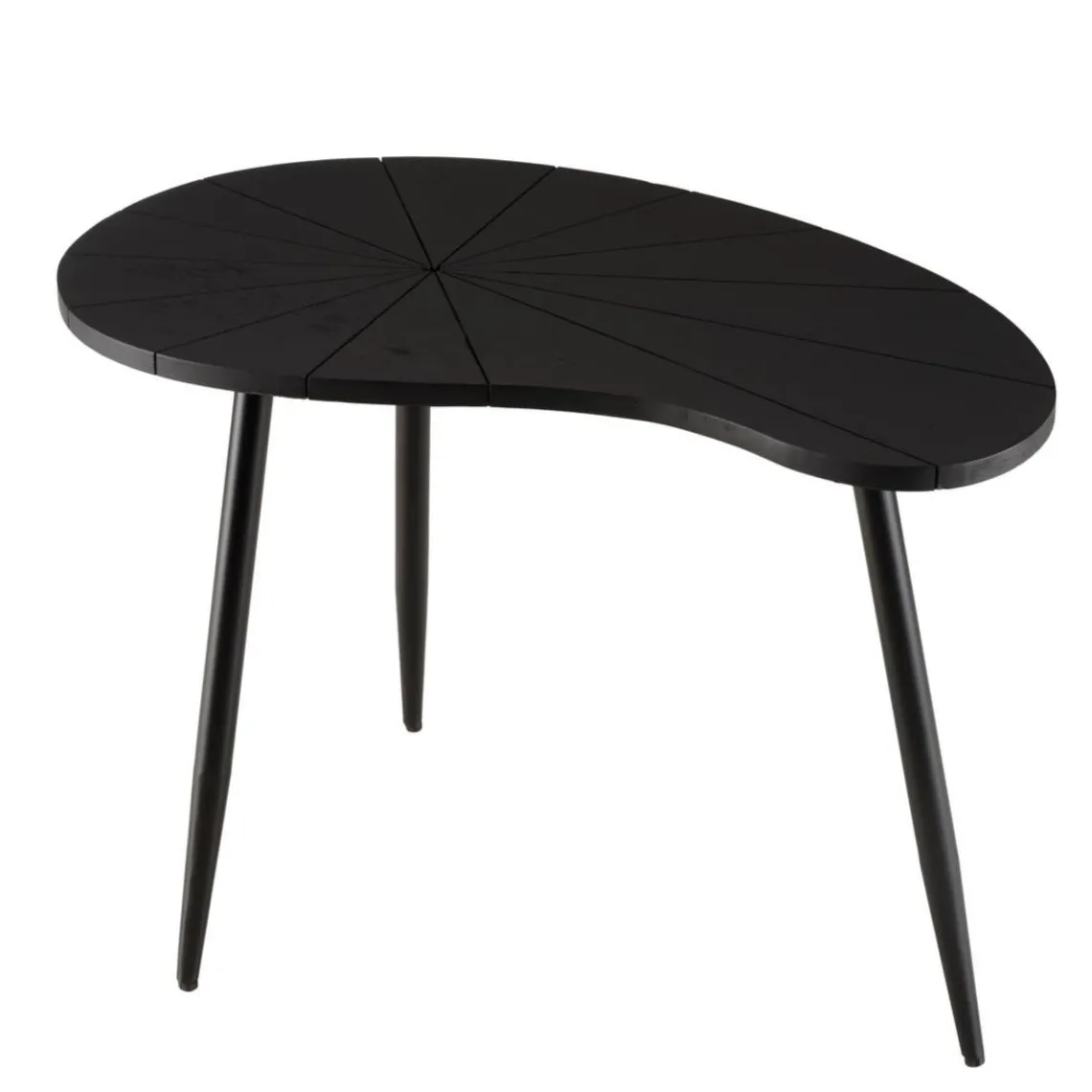 Macabane Table d’appoint ovoïde plateau texturé Noir mat et pieds Fer noir JAMES Outlet