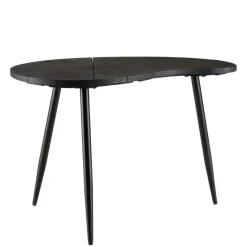 Macabane Table d’appoint ovoïde plateau texturé Noir mat et pieds Fer noir JAMES Outlet