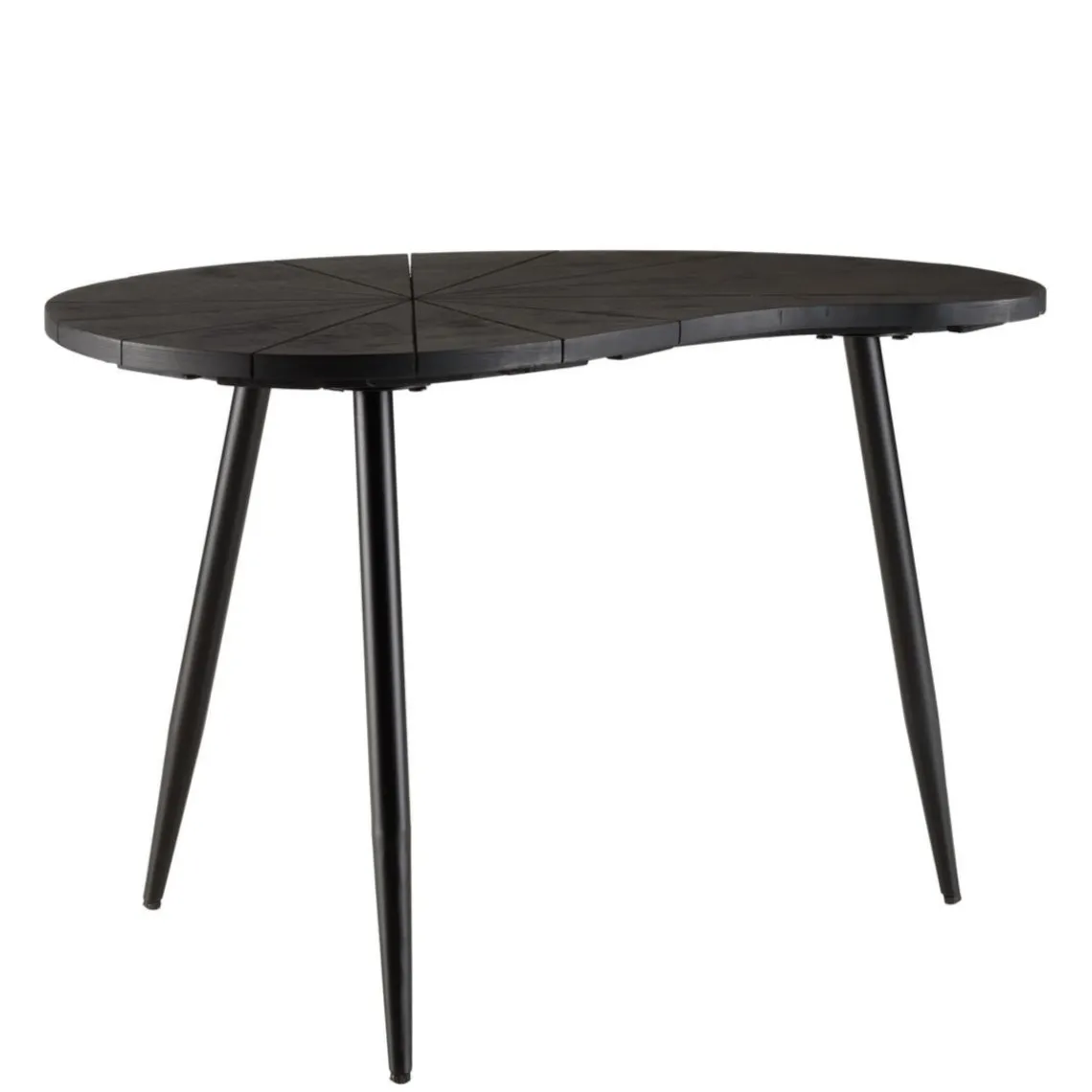 Macabane Table d’appoint ovoïde plateau texturé Noir mat et pieds Fer noir JAMES Outlet