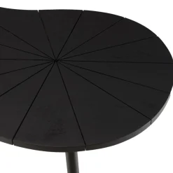 Macabane Table d’appoint ovoïde plateau texturé Noir mat et pieds Fer noir JAMES Outlet