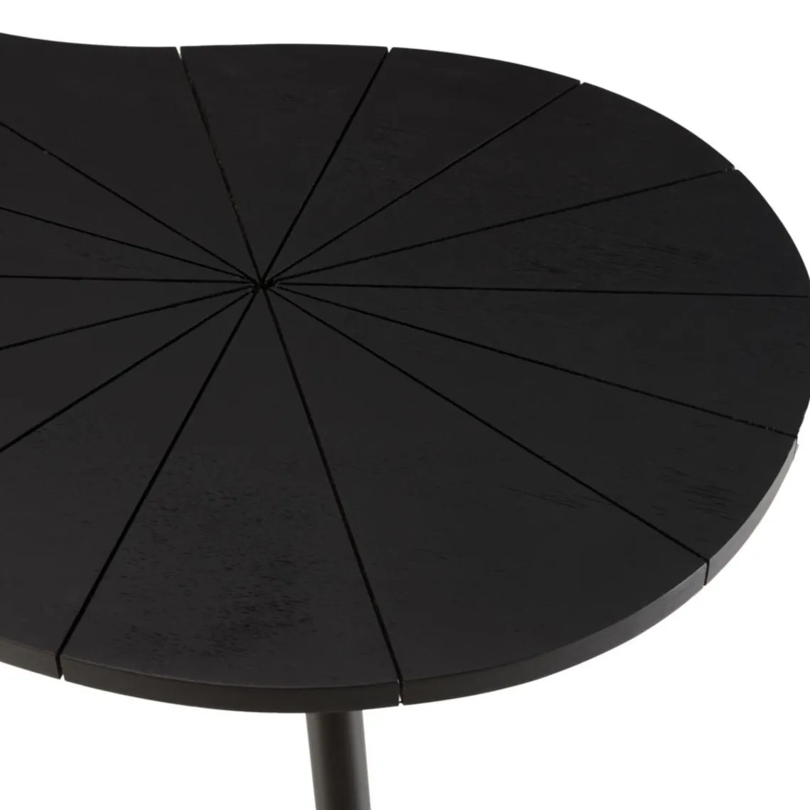 Macabane Table d’appoint ovoïde plateau texturé Noir mat et pieds Fer noir JAMES Outlet