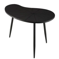 Macabane Table d’appoint ovoïde plateau texturé Noir mat et pieds Fer noir JAMES Outlet