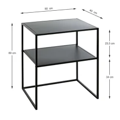3S. x Home Table d'appoint petit modèle métal laqué noir New