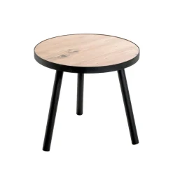 3S. x Home table d'appoint petit modèle en métal laqué noir décor chêne Discount