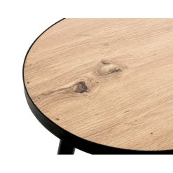 3S. x Home table d'appoint petit modèle en métal laqué noir décor chêne Discount