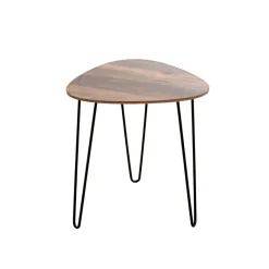 3S. x Home Table d'appoint Petit modèle Noir en Métal laqué et plateau décor chêne foncé Clearance