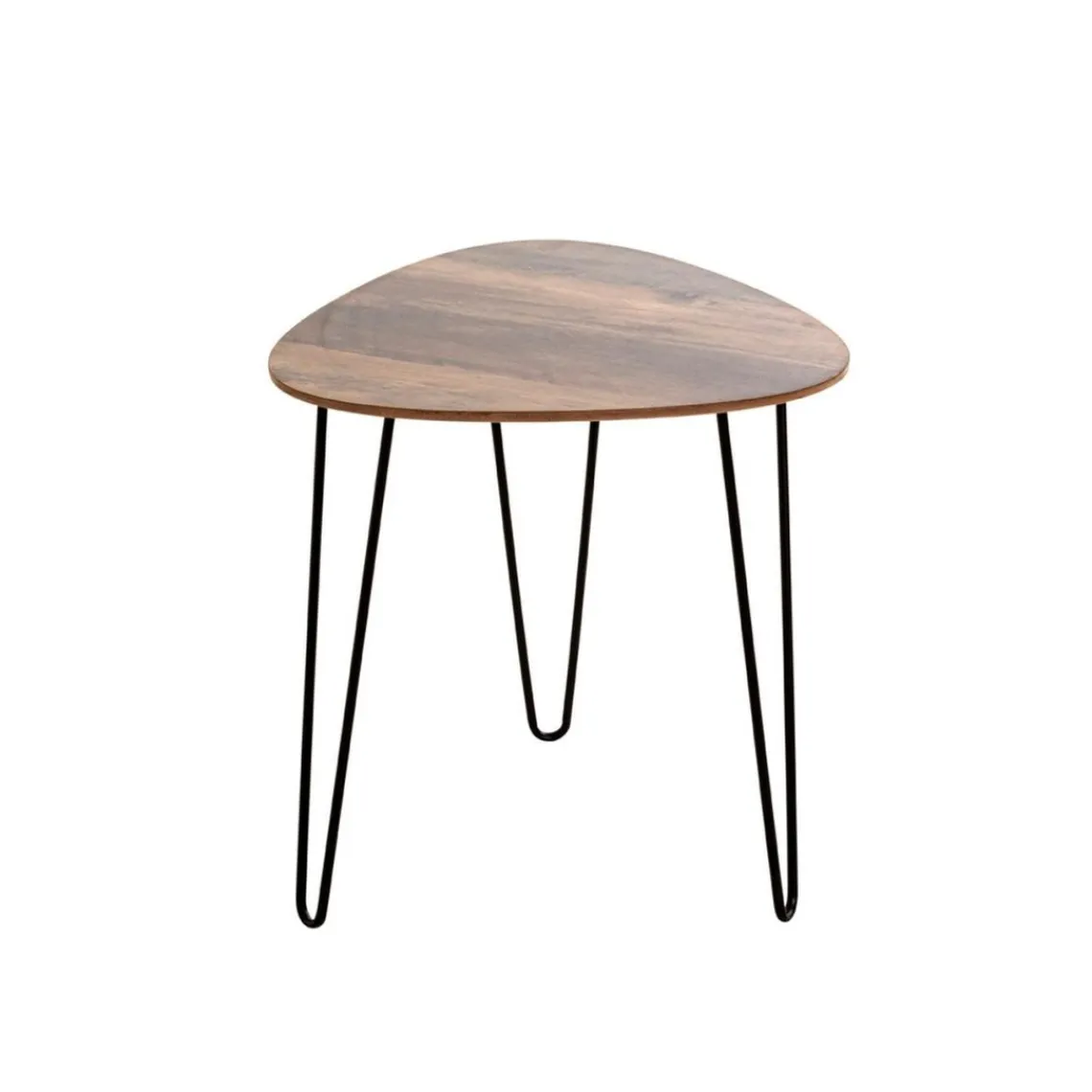3S. x Home Table d'appoint Petit modèle Noir en Métal laqué et plateau décor chêne foncé Clearance
