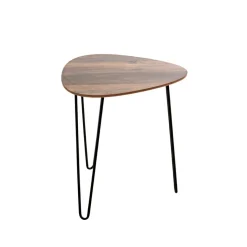 3S. x Home Table d'appoint Petit modèle Noir en Métal laqué et plateau décor chêne foncé Clearance