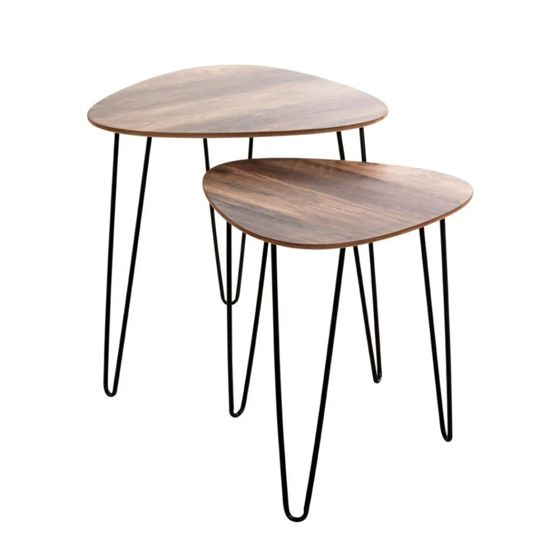 3S. x Home Table d'appoint Petit modèle Noir en Métal laqué et plateau décor chêne foncé Clearance