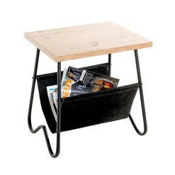 3S. x Home Table d'appoint plateau décor chène porte journeaux textile Best