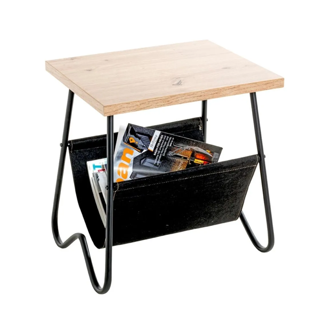 3S. x Home Table d'appoint plateau décor chène porte journeaux textile Best