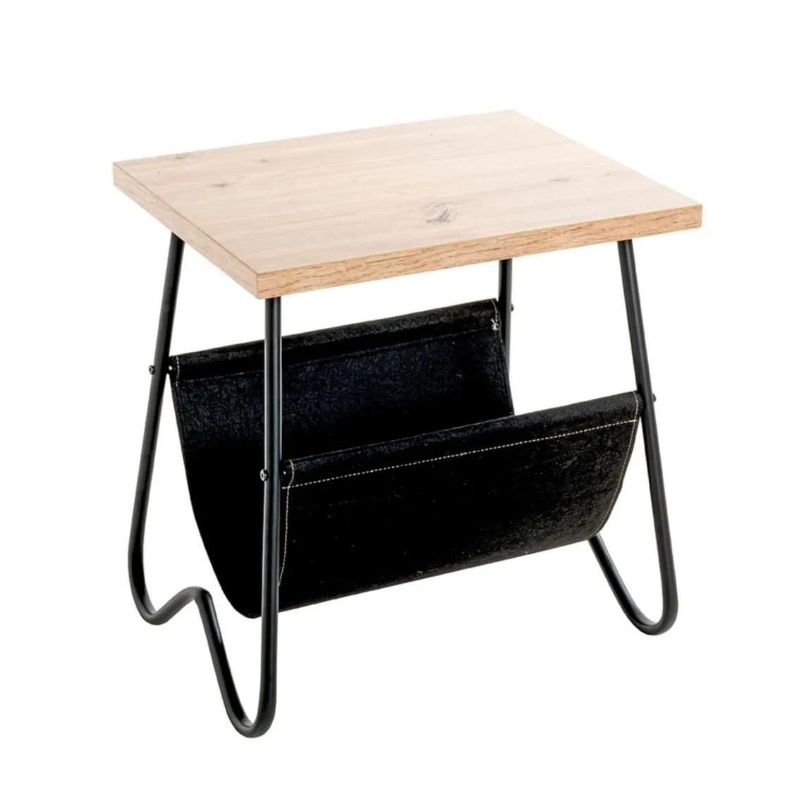 3S. x Home Table d'appoint plateau décor chène porte journeaux textile Best