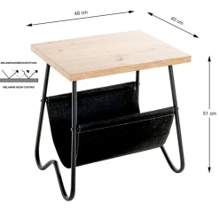 3S. x Home Table d'appoint plateau décor chène porte journeaux textile Best