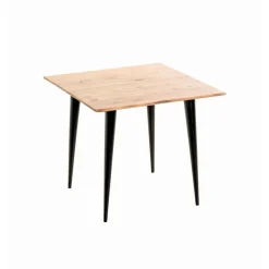 3S. x Home Table d'appoint plateau en bois massif d'acacia naturel tube d'acier laqué noir, Clearance