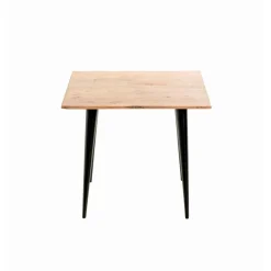 3S. x Home Table d'appoint plateau en bois massif d'acacia naturel tube d'acier laqué noir, Clearance