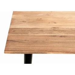 3S. x Home Table d'appoint plateau en bois massif d'acacia naturel tube d'acier laqué noir, Clearance