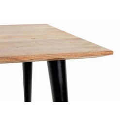 3S. x Home Table d'appoint plateau en bois massif d'acacia naturel tube d'acier laqué noir, Clearance