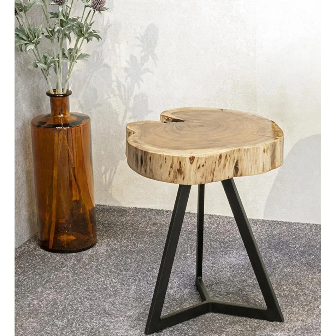 3S. x Home Table d'appoint plateau rondelle d'arbre modèle mini