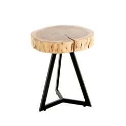 3S. x Home Table d'appoint plateau rondelle d'arbre modèle mini