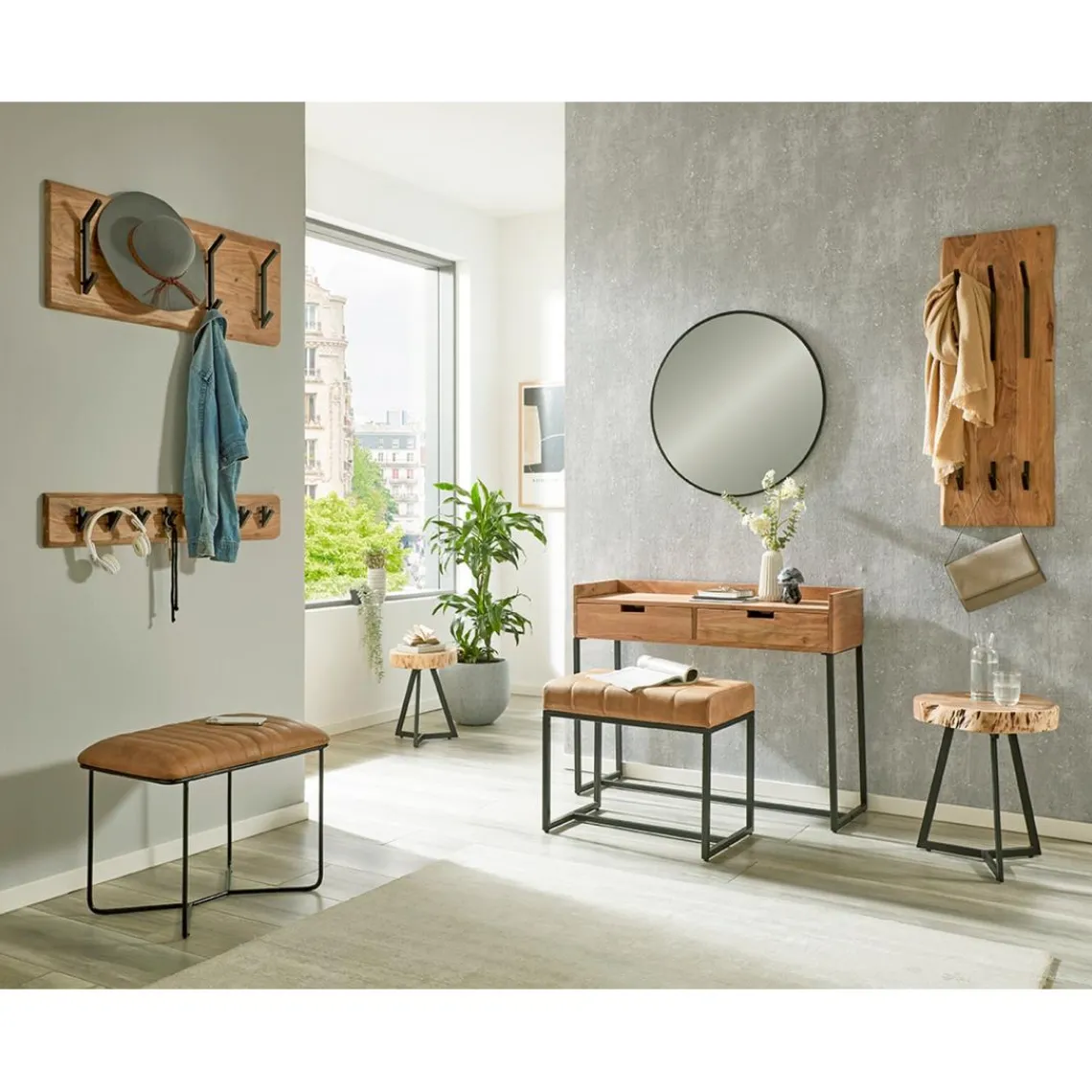 3S. x Home Table d'appoint plateau rondelle d'arbre modèle mini