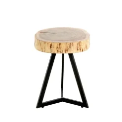 3S. x Home Table d'appoint plateau rondelle d'arbre modèle mini