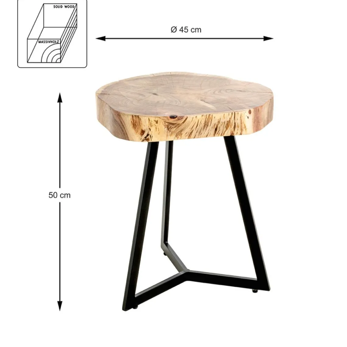 3S. x Home Table d'appoint plateau rondelle d'arbre modèle maxi Clearance