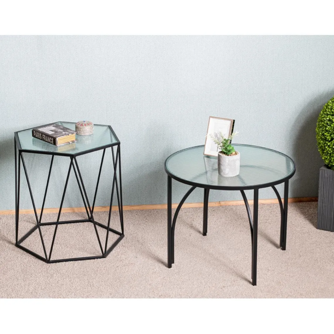 3S. x Home table d'appoint plateaux en verre trempé décoratif Sale