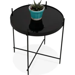 ALTEREGO Table d'appoint pliable 'KOLOS' noire Sale