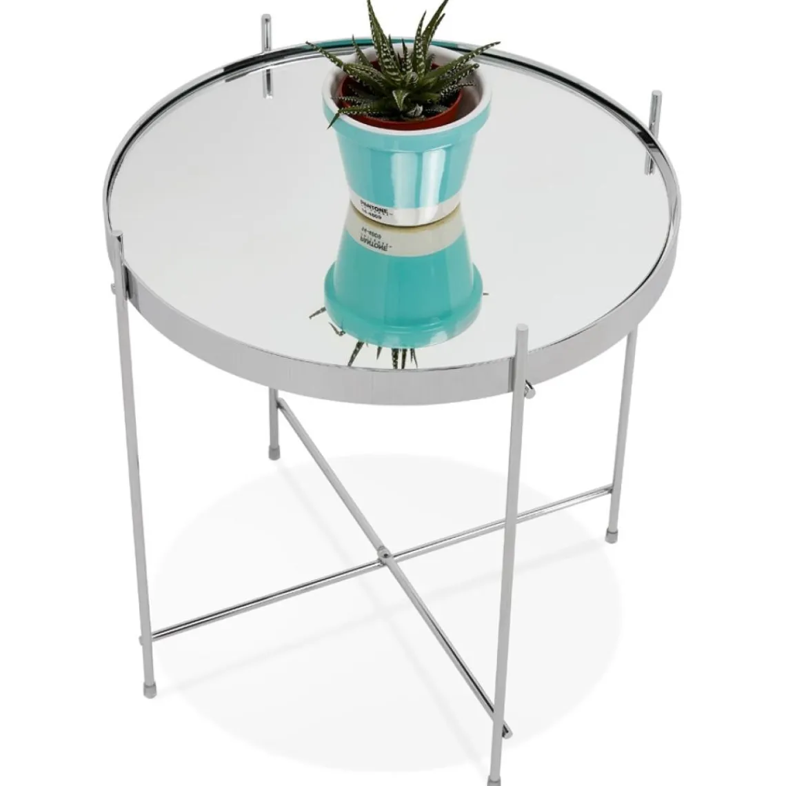 ALTEREGO Table d'appoint pliable 'KOLOS' couleur chrome Hot