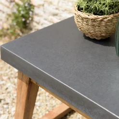 Macabane Table d'appoint rectangulaire effet béton foncé pieds trapèze HECTOR Hot