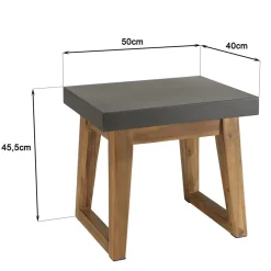 Macabane Table d'appoint rectangulaire effet béton foncé pieds trapèze HECTOR Hot