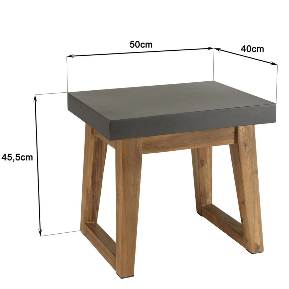 Macabane Table d'appoint rectangulaire effet béton foncé pieds trapèze HECTOR Hot