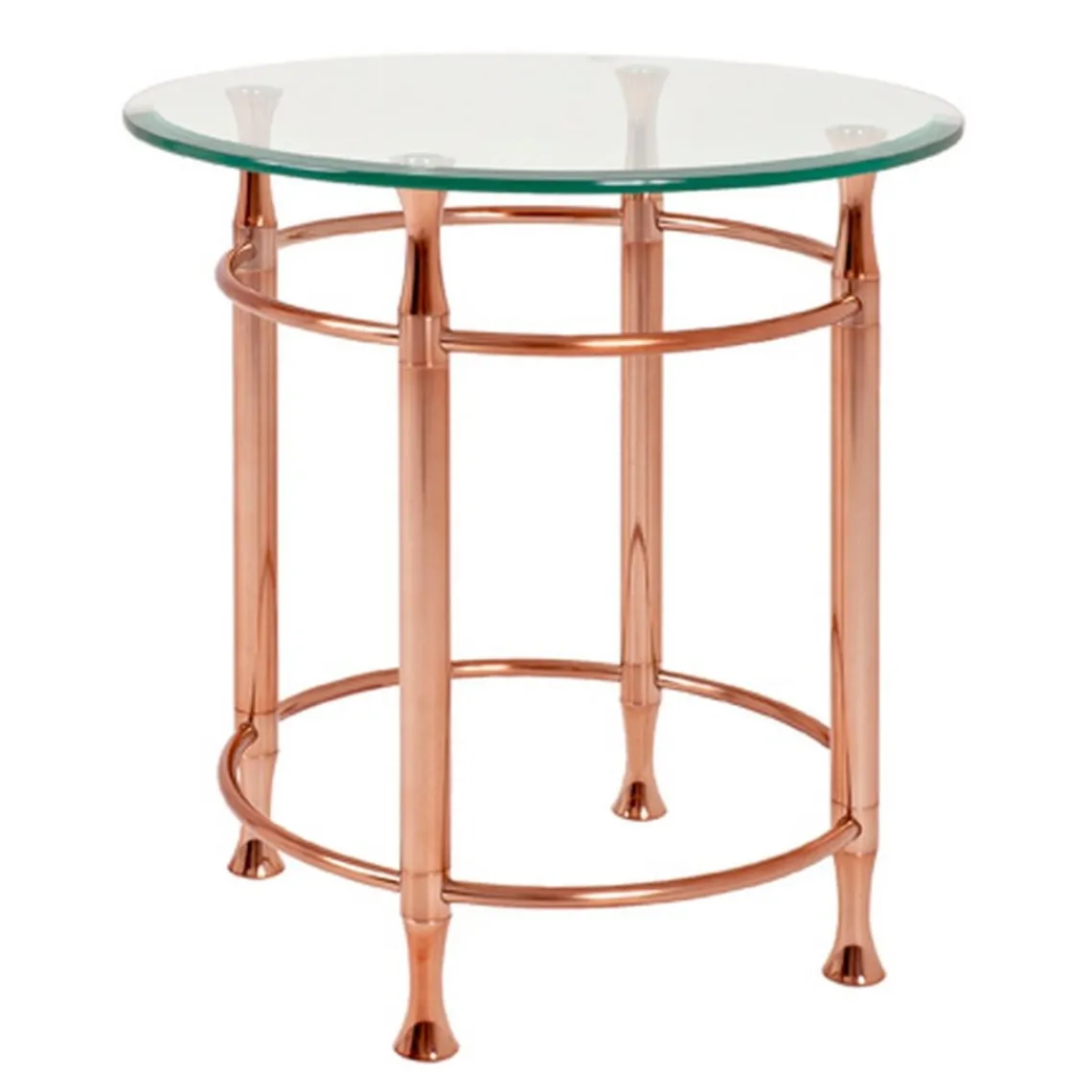3S. x Home Table d'appoint ronde acier plateau verre transparent Clearance