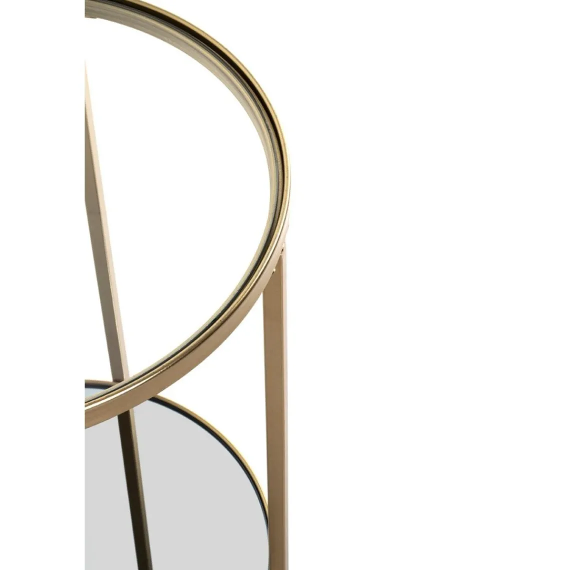 3S. x Home Table d'appoint ronde acier laqué d’or et plateaux miroir et verre trempé Discount