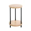 3S. x Home Table d'appoint ronde avec double plateau décor chène Best