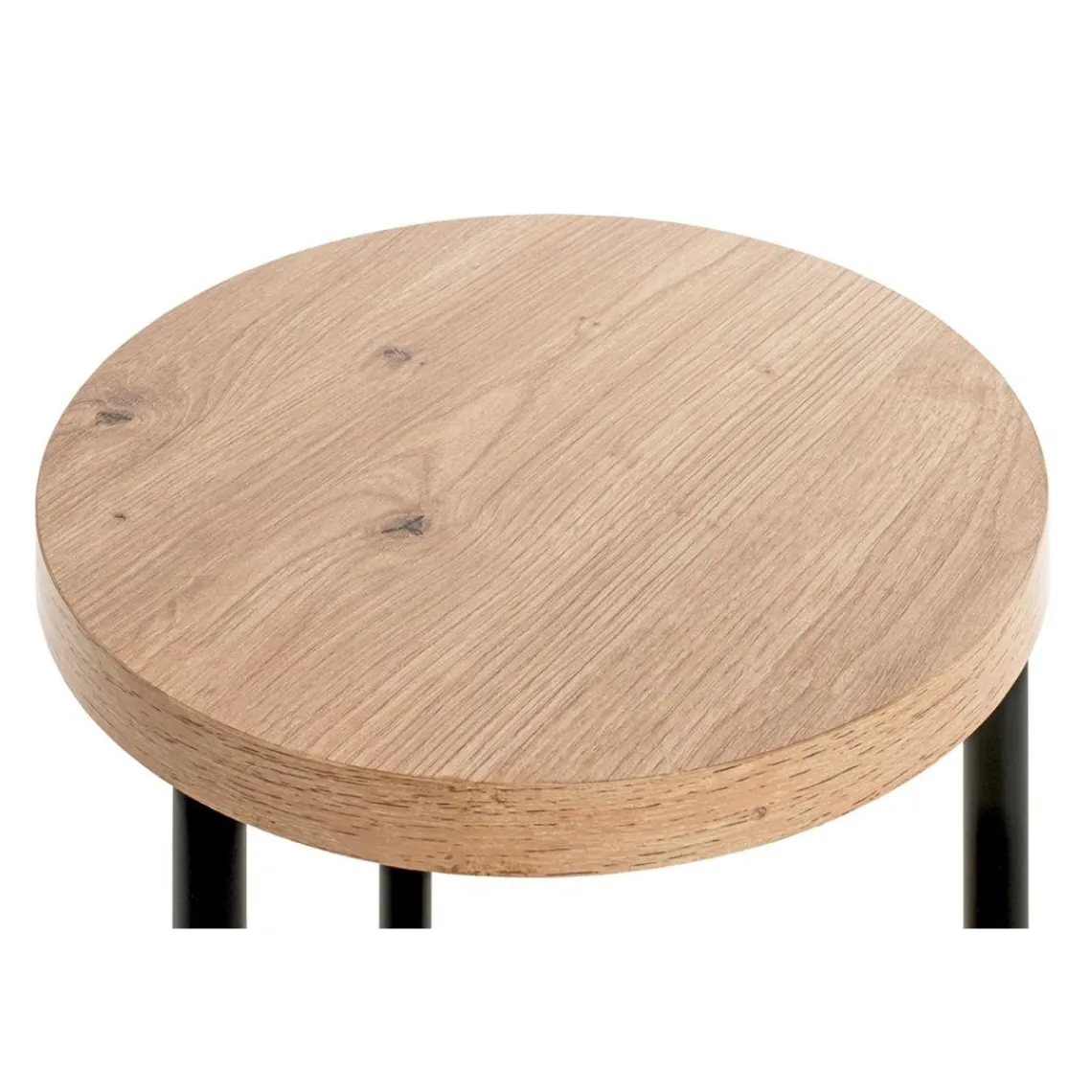 3S. x Home Table d'appoint ronde avec double plateau décor chène Best