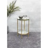 3S. x Home Table d'appoint ronde avec étagères en verre miroir