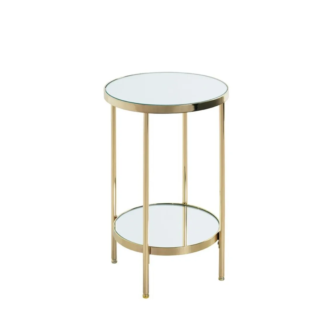 3S. x Home Table d'appoint ronde avec étagères en verre miroir