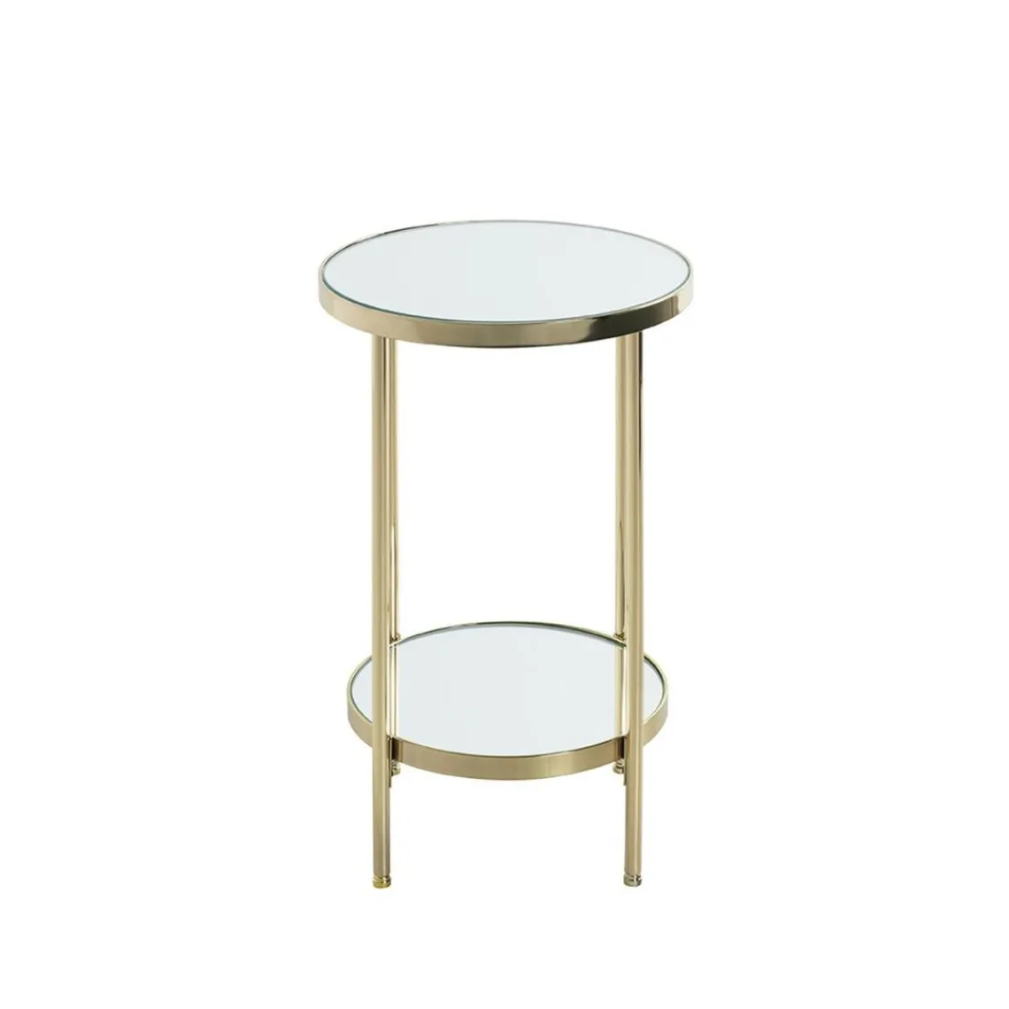3S. x Home Table d'appoint ronde avec étagères en verre miroir