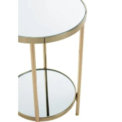 3S. x Home Table d'appoint ronde avec étagères en verre miroir