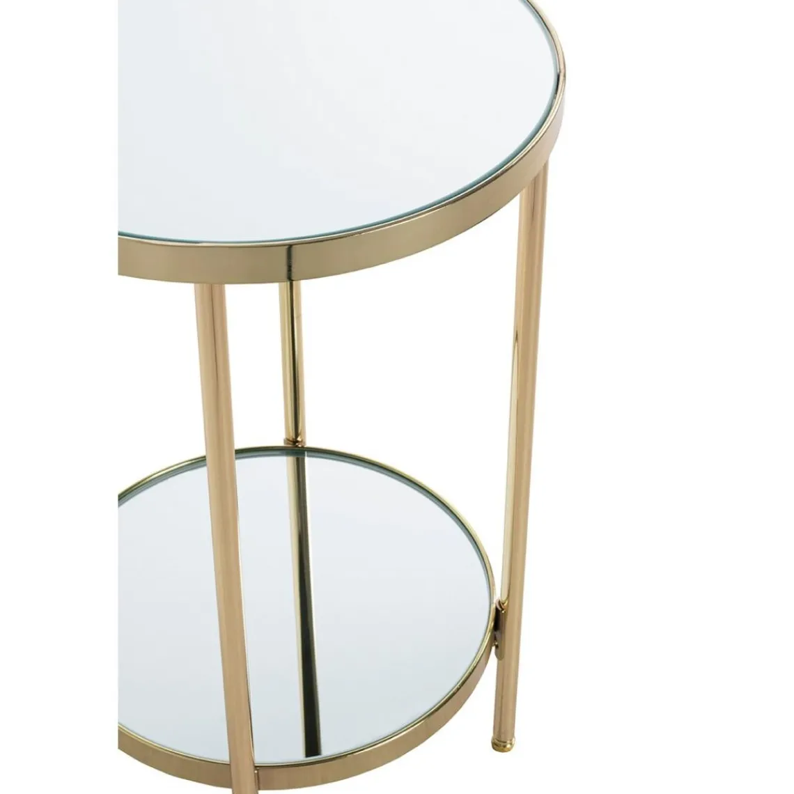 3S. x Home Table d'appoint ronde avec étagères en verre miroir