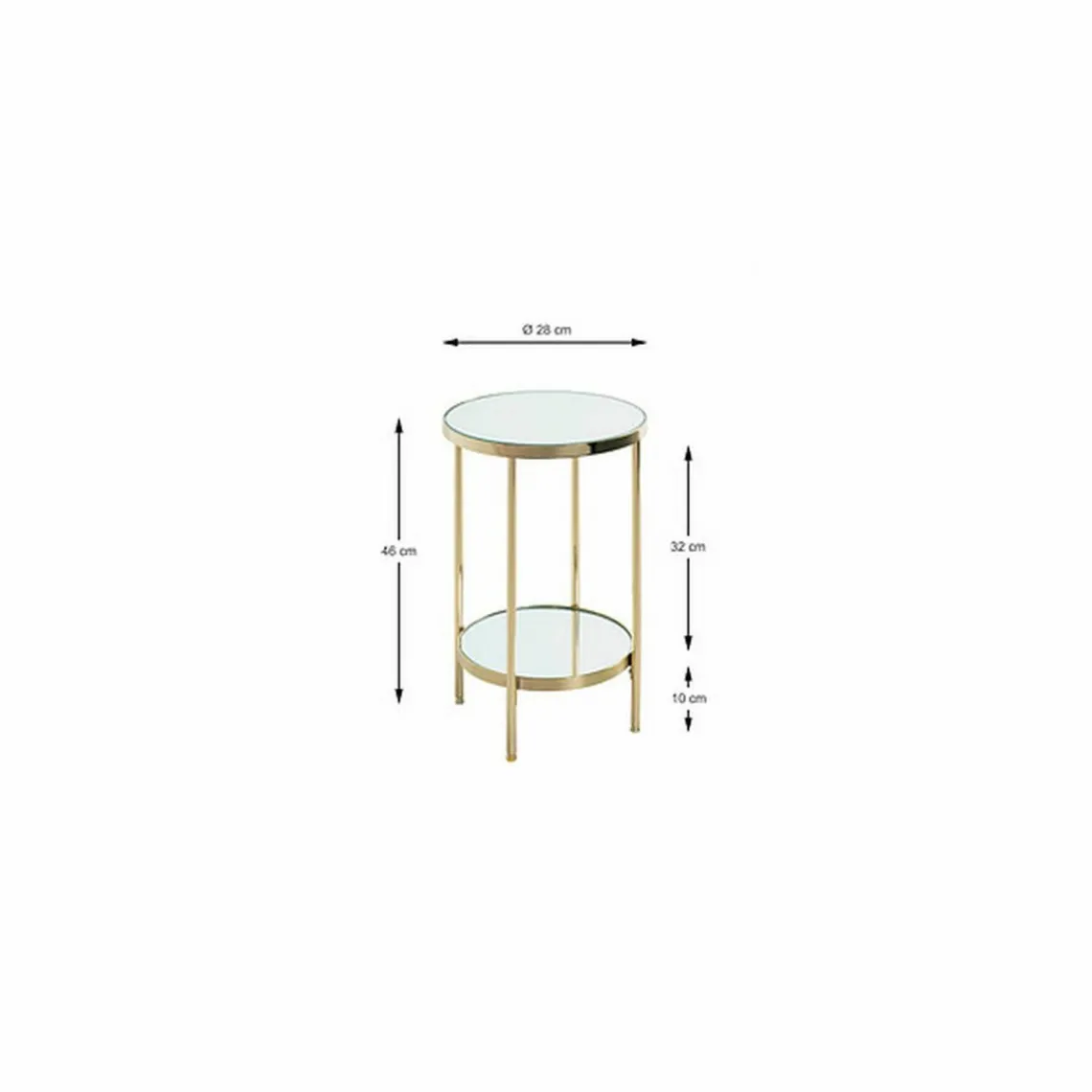 3S. x Home Table d'appoint ronde avec étagères en verre miroir