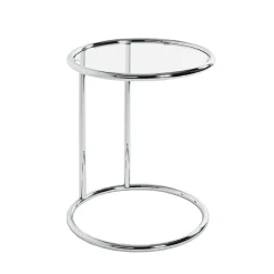 3S. x Home Table d'appoint ronde chromé plateau verre trempé Hot