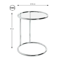 3S. x Home Table d'appoint ronde chromé plateau verre trempé Hot