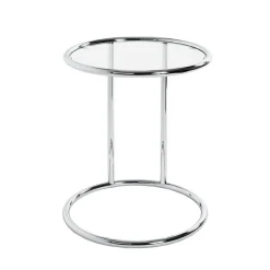 3S. x Home Table d'appoint ronde chromé plateau verre trempé Hot