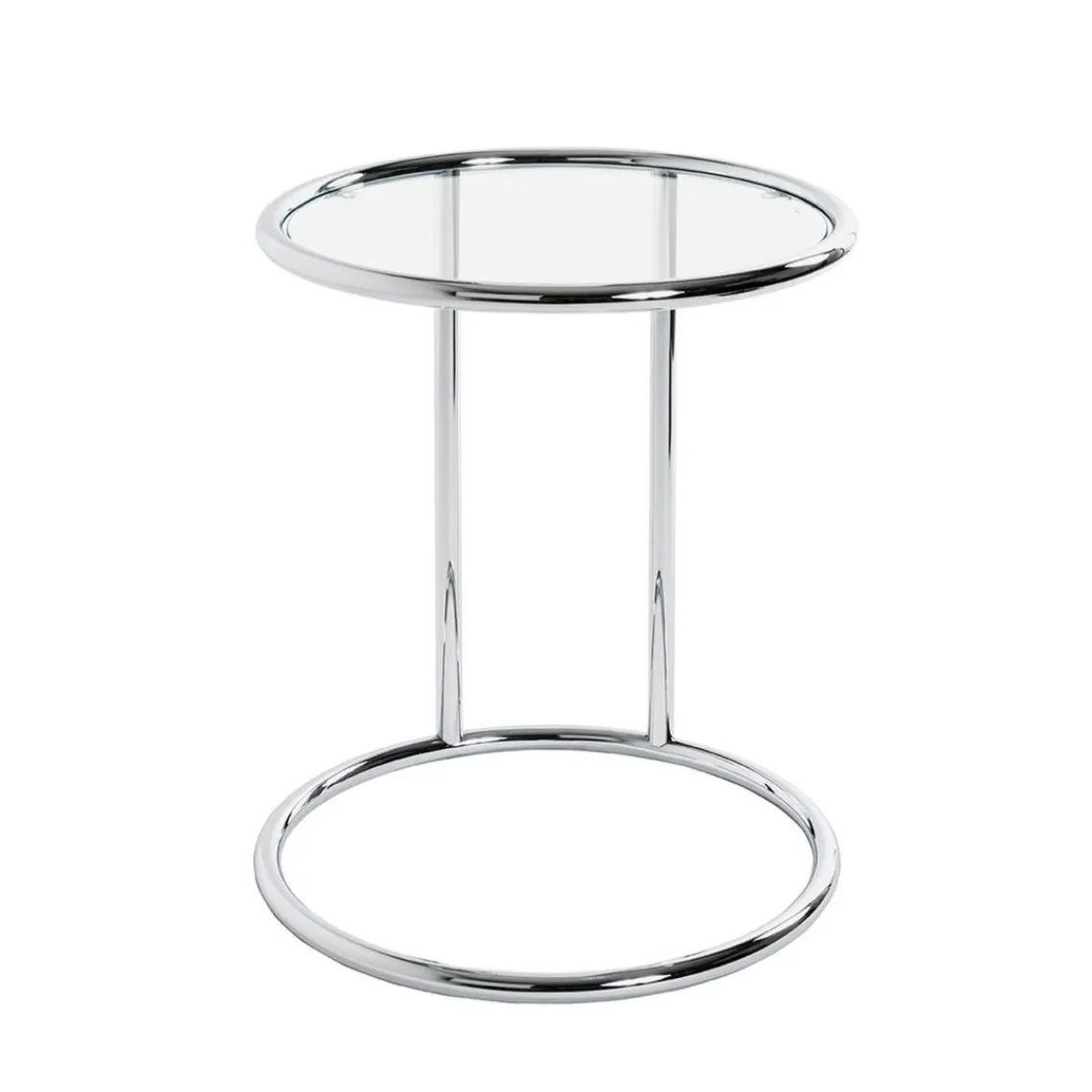 3S. x Home Table d'appoint ronde chromé plateau verre trempé Hot