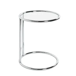 3S. x Home Table d'appoint ronde chromé plateau verre trempé Hot