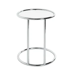 3S. x Home Table d'appoint ronde chromé plateau verre trempé Hot