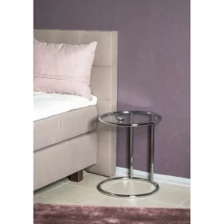 3S. x Home Table d'appoint ronde chromé plateau verre trempé Hot