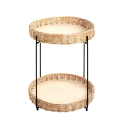 3S. x Home Table d'appoint ronde deux niveaux structure en acier Discount